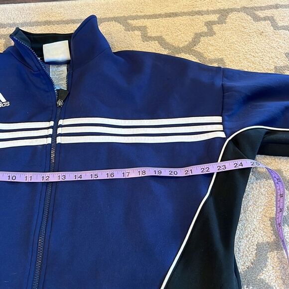 VTG 90s Adidas Soccer Track Jacket Blue size M GUC has couple small pulls check - Picture 8 of 11